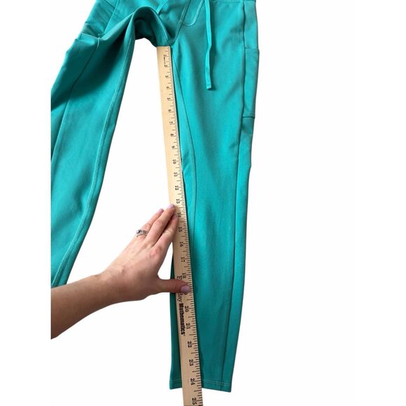 Alo Yoga Leggings 7/8 High Waist Checkpoint Drawstring Green Teal XS - Picture 5 of 7